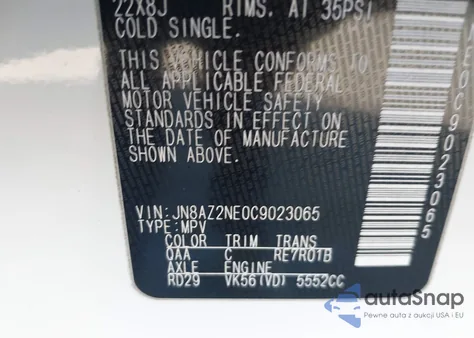 2012 Infiniti Qx56 z USA, uszkodzony, nr VIN JN8AZ2NE0C9023065